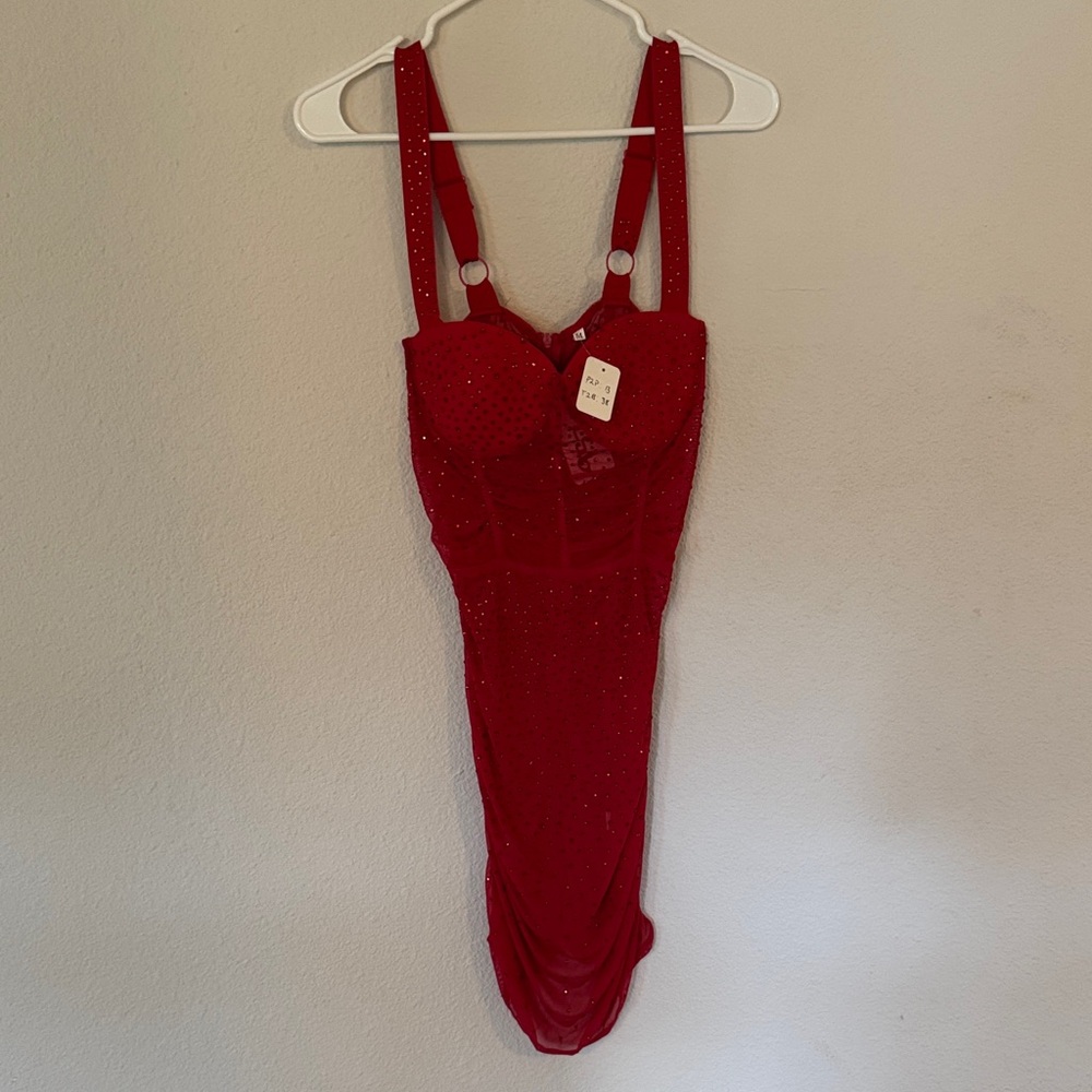 Red Sparkling Dress with Straps